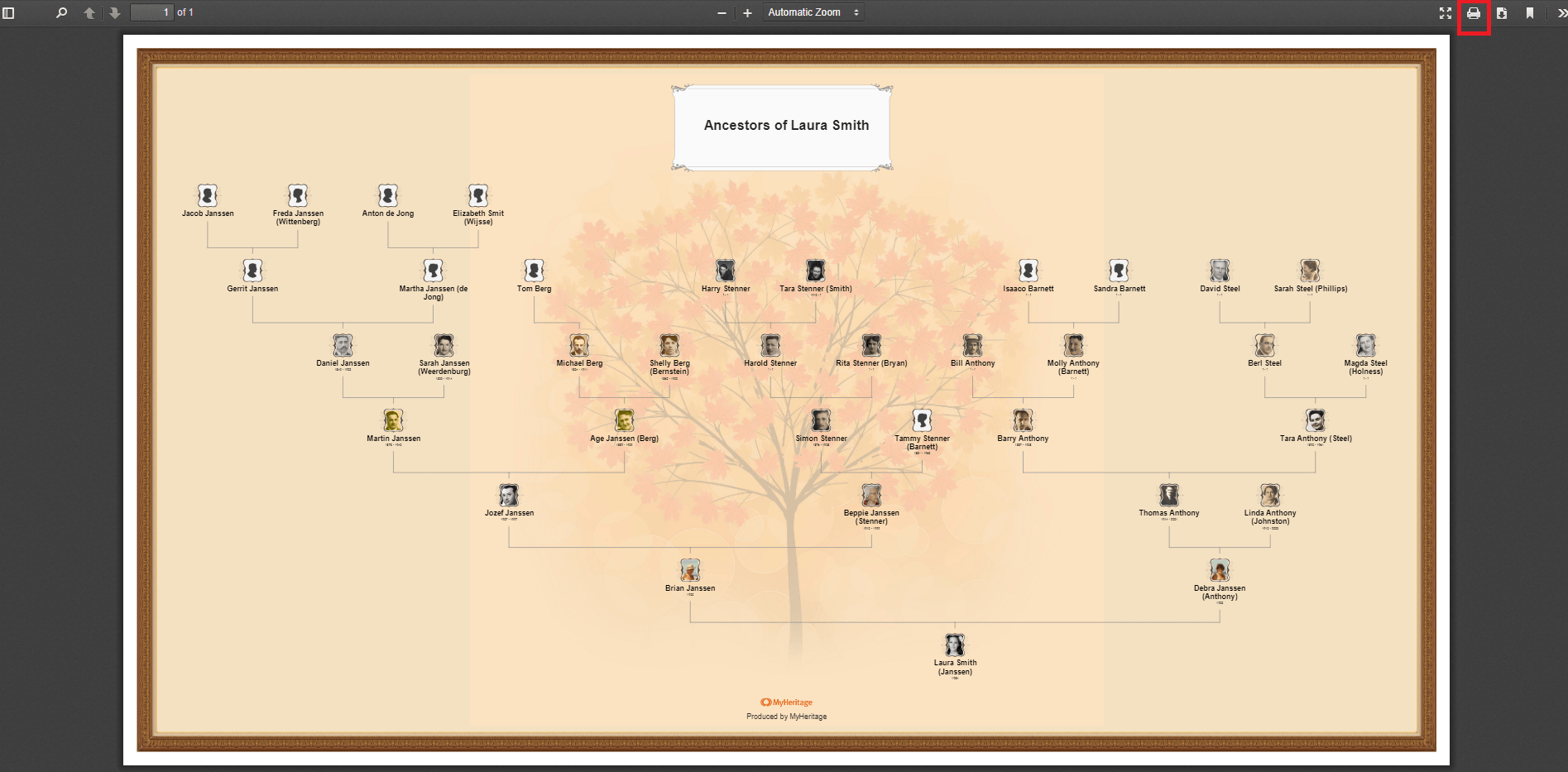 Printing your family tree chart