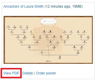 Viewing the PDF of your family tree chart