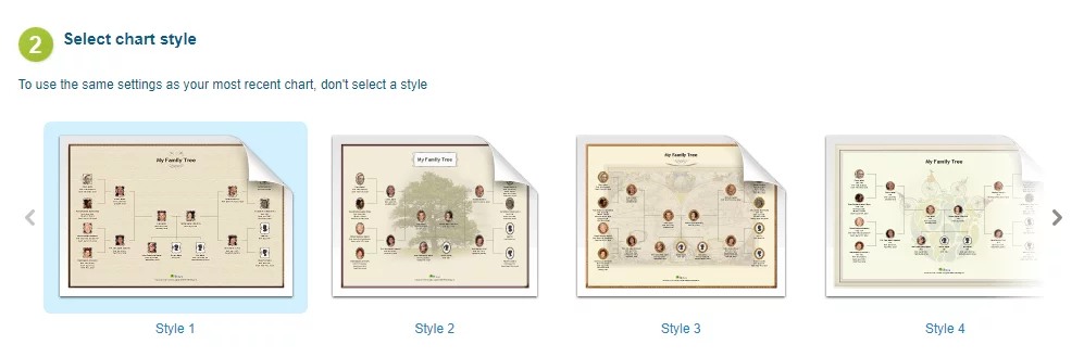 Selecting a style for your family tree chart