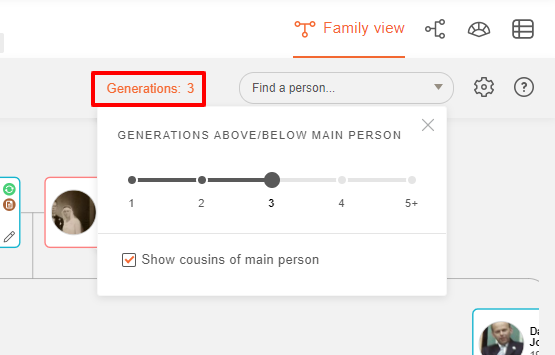 Generations slider in Family view