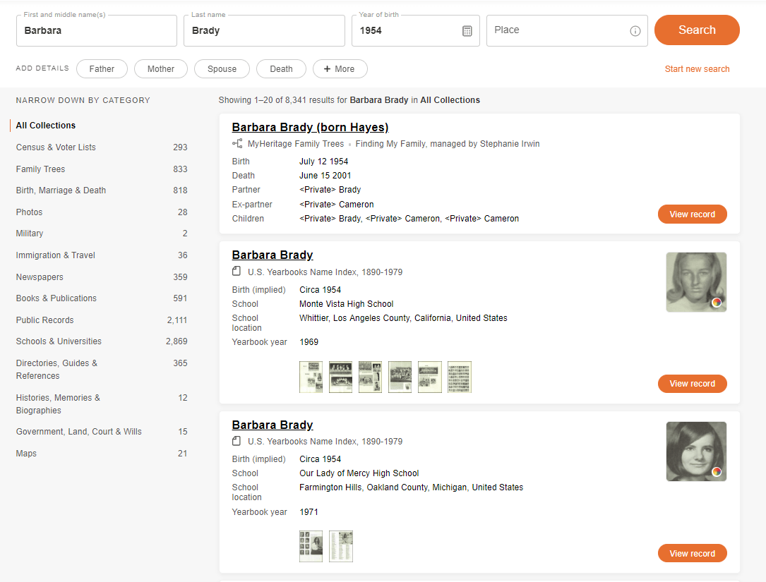 How To Find Records With The New MyHeritage Search Engine