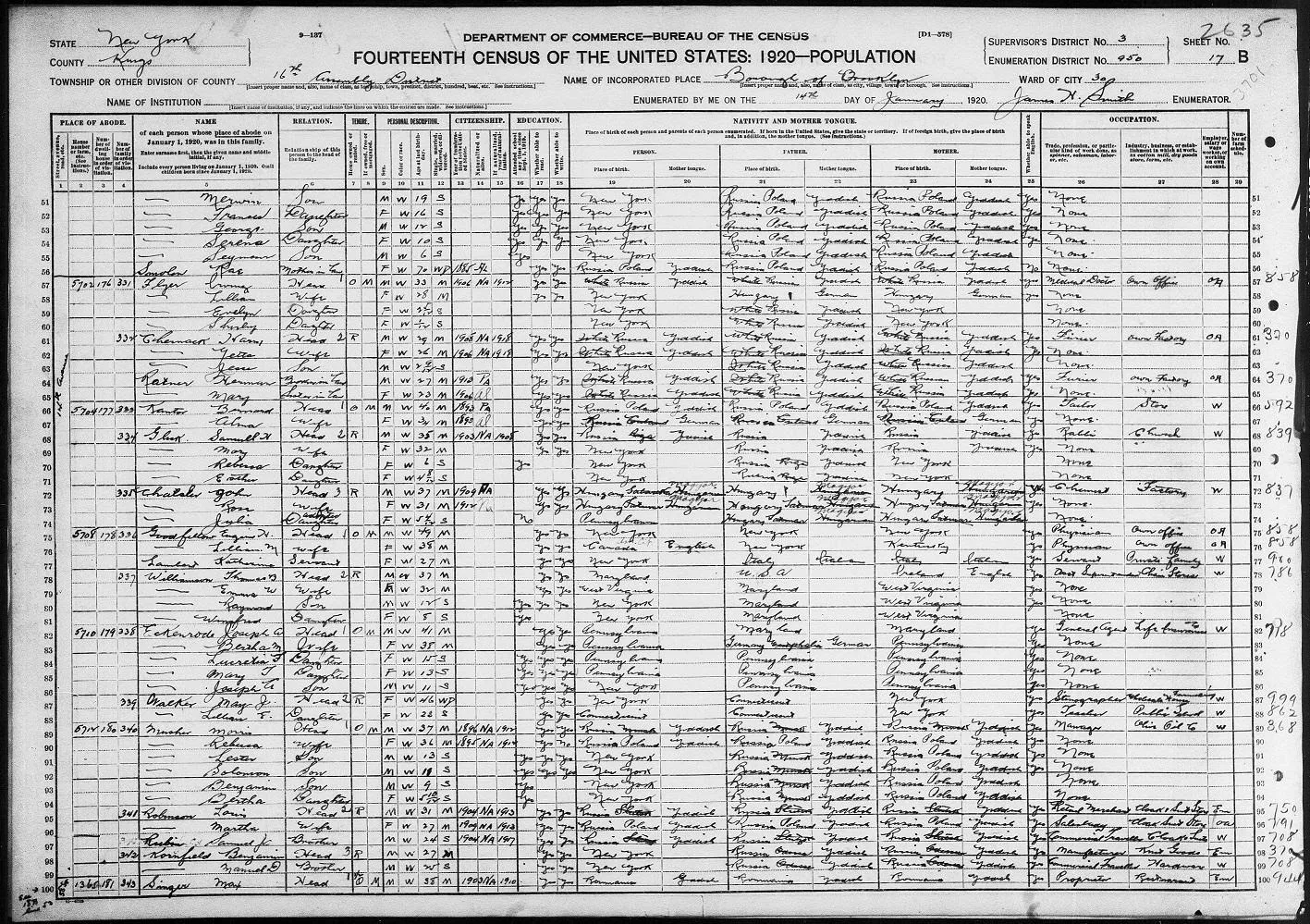 Family census records on MyHeritage