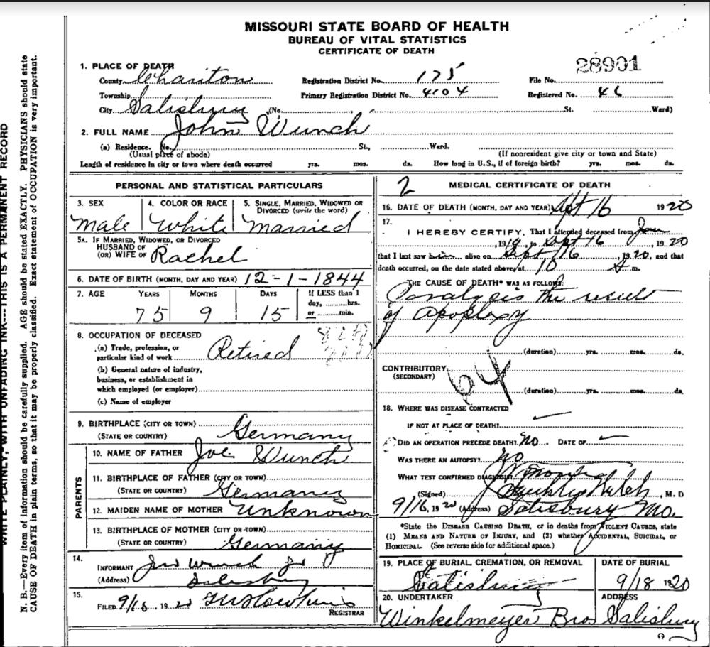 Missouri Digital Heritage : Birth and Death Records