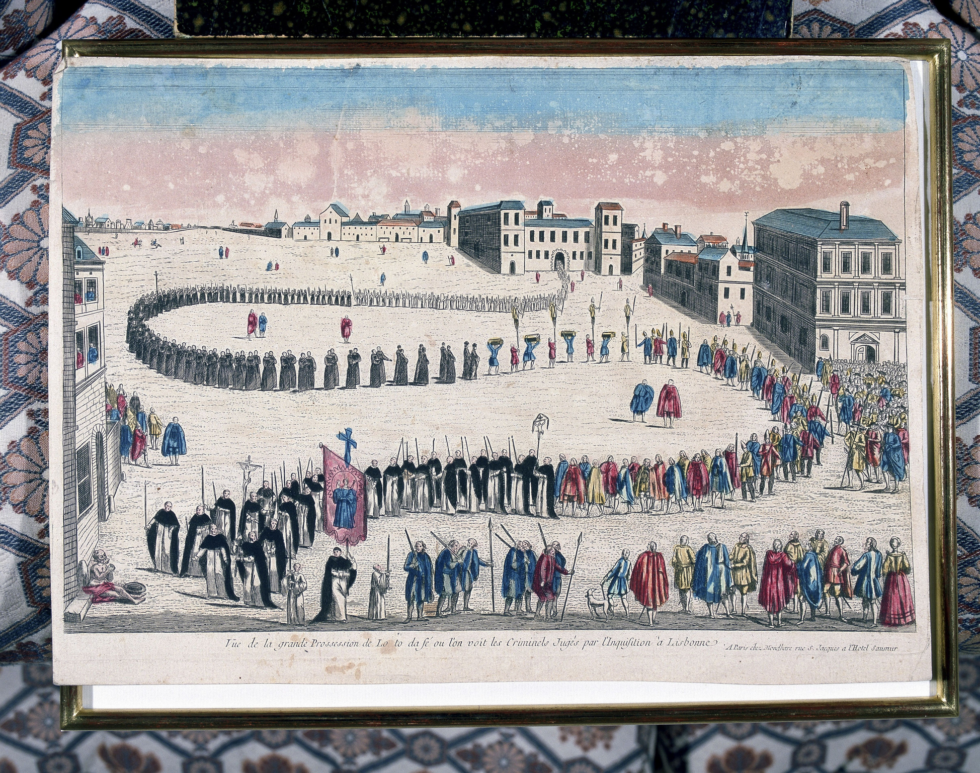 Painting of a procession of convicts from the Inquisition at Lisbon