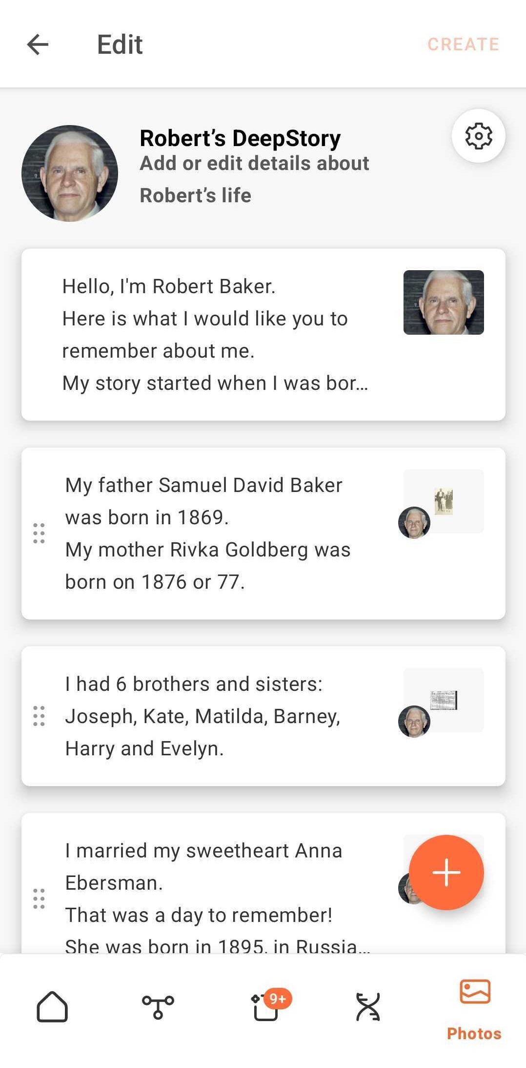 The DeepStory editor on the MyHeritage mobile app