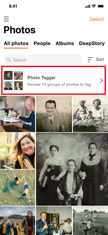 Acessando as sugestões do Marcador de Fotos