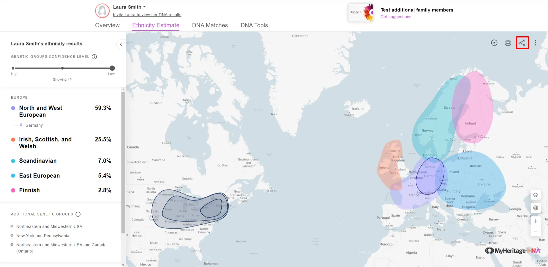 Sharing your DNA ethnicity results on MyHeritage