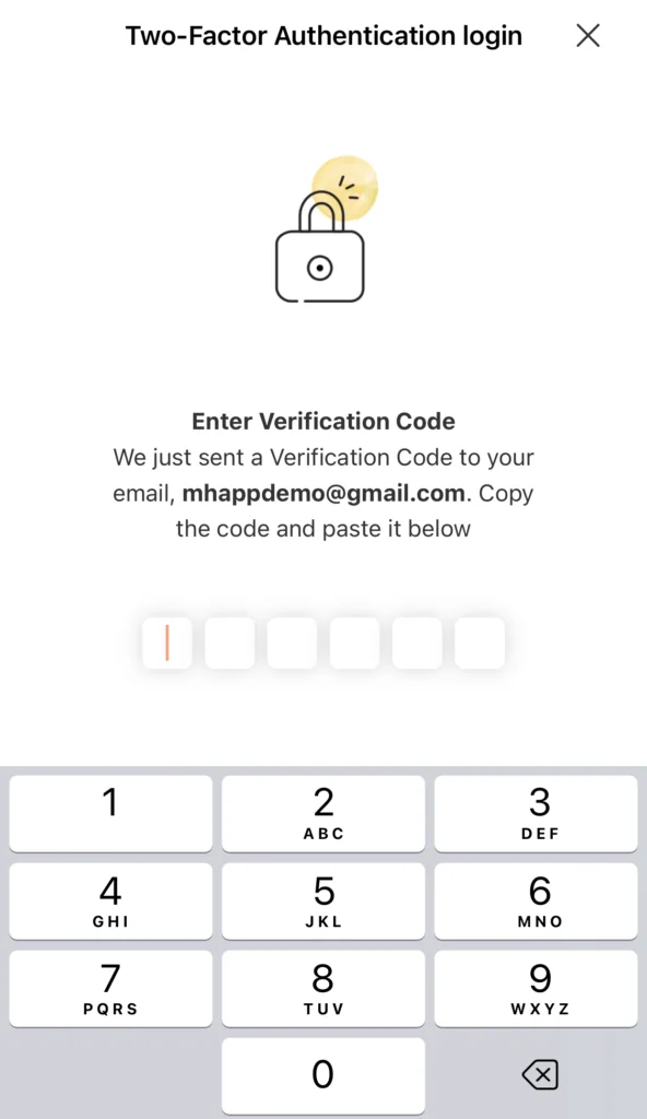 Entering the verification code to log in to your MyHeritage account